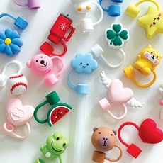 텀블러 빨대 마개 캡 스트로우 실리콘 텀꾸 텀블러꾸미기 뚜껑 커버 10mm 40종, 1개, 25.카피바라 베이지