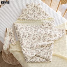 DFMEI 寶寶產房包單初生嬰兒包被春秋冬夏四季加厚襁褓棉新生兒抱被子, 320克木槿花雙層紗布夏款