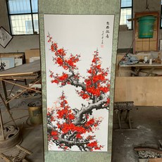 國畫紅梅報春卷軸豎幅, 參考詳情頁