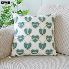 綠色清新ins玉蘭花抱枕套刺繡綠葉沙發抱枕牀頭靠墊辦公室腰枕, 綠色愛心-145g
