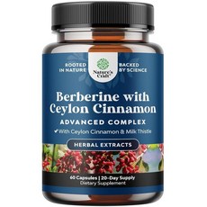 Balancing Berberine Plus 1회 제공량당 1200mg - 실론 시나몬 캡슐 및 실리마린 밀크 씨슬 추출물이 함유된 항산화 베르베린 심장 건강 설탕 지원을 위한, 60 Count (Pack of 1), 1개