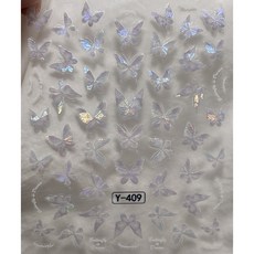홀로그램 자개 나비 네일 스티커, 1개, blue