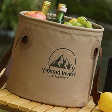 20L 접이식 설거지통 캠핑 주방 물통 휴대용, 브라운