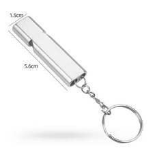 金屬口哨鑰匙圈 - 緊急求生哨子 戶外登山露營必備 高頻響亮易攜帶, 銀色, 1個