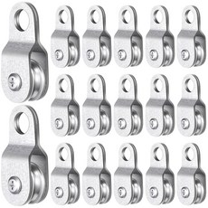 20개 소형 싱글 풀리 블록 휠 베어링 내부 케이블 롤러 싱글 스내치 케이블 풀리 블록 걸이 로프 액세서리 6mm 0.23 및 8mm 0.31인치 와이어 로프 하중 70파운드2, 20, 2.6 x 1.1 Inch