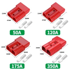 4/20/100 Pcs 앤더슨 바이폴라 플러그 50A/120A/175A/350A 600V DC 배터리 퀵 커넥터 구리은 도금 충전, 03 100 PCS, 04 350A, 07 Red