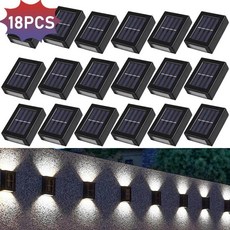 태양광 벽 램프 야외 울타리 데크 경로 정원 파티오 통로 계단, 01 18PCS-White