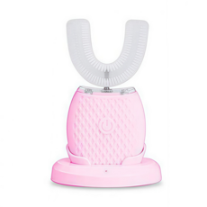 커채 u형 전동칫솔 치아미백기 방수 구강 청결 초음파 스케일링, 베이스 충전 핑크, 1개, XYQO1