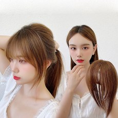 미즈코스 여신 앞머리 정수리 가발 c컬 일체형 탑피스 옆머리 시스루 사이드 뱅, 1개, 라이트브라운