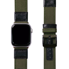 모할랩 애플워치 3/4/5/6/7/8/9/SE 호환 스포티 레더 스트랩 + 보호필름, 03 카키, 46mm