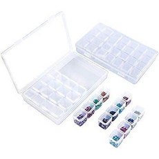 보석 다이아몬드 페인팅 자수 공예 구슬 보관 도구를 위한 2팩 28슬롯 조절 가능한 플라스틱 보관함, Clear