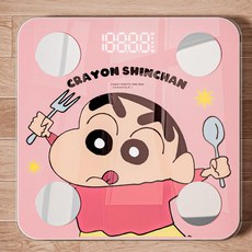 짱구 캐릭터 스마트 디지털 체중계 핑크 AI다이어트 관리 신체데이터관리 식단관리, 1개