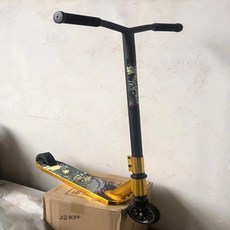스턴트 스쿠터 익스트림 묘기 킥보드 전문가용 두발 이륜 수동 경량 프리스타일 기술용, 1개, D60 금색 산화