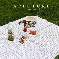 준하마켓 프렌치피크닉매트 돗자리 린넨피크닉매트, 1개, 100x70cm, 화이트 3x4cm 대형 체크