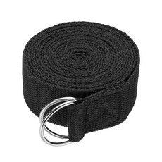 YELARXI 스트레칭을 위한 요가 스트랩 운동용 스트레치 밴드 3.2m(10피트) 및 핑크 조절 가능한 금속 D링 버클 요가 밴드 - 필라테스/체육 피트니스/체육관 운동 댄, Black, Black