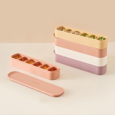 MOYUUM 六格矽膠食品分裝盒，適合輔食、肉末、粥品、奶油、咖啡冰磚, 粉棕, 1個