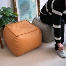 인테리어용 가죽사각스툴 두꺼운 푹신한 소품 의자 쿠션의자 거실 서재 인테리어, 19)45x35cm/가죽 오이스터