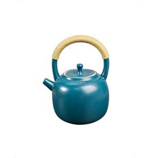 自在坊茶具 孔雀綠蘇打釉高風壺1L 復古粗陶提樑燒水壺 帶濾孔白泥大號養生壺陶瓷, 孔雀綠蘇打釉高風壺, 1個, 1L