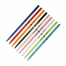 칼라드럼스틱 5A/7A 연습용드럼스틱 프로마크스틱 1조, 빨간색, 5A