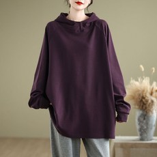 ORZQU 봄 여성 루즈핏 트렌디 캐주얼 패션 미디 맨투맨 긴팔 후드 솔리드 코디 심플 톱