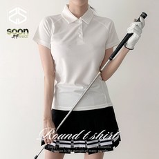 [국내제작] [순이야] 여성 빅사이즈 골프 와플 라인 카라 반팔