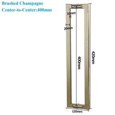 호환 1개 SUS304 유리 도어 바 풀 백투백 마운트 로즈 골드 화이트 블랙, 09 Slim Champagne 400mm
