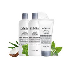 卡爾漢斯 Karl&Hans 植萃精油沐浴露390ml 洗髮露390ml 護髮素200ml (可口椰子/雙重薄荷)套組, 1個, 雙重薄荷*沐浴露僅有可口椰子