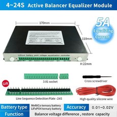 리튬 및 Lifepo4 배터리 팩 용량 모듈 밸런서 이퀄라이저 5A 8A 12A 4-24S 13S 16S, 미국, 4S-24S 5A With Case