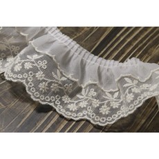 참보부상 쉐르빌주름 10색 폭6cm 주름 망사 레이스 퀼트 스커트 블라우스 앞치마 리폼, 1개, 광목