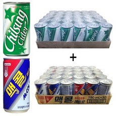 칠성사이다190ml(30캔) + 맥콜190ml(30캔), 60개, 190ml