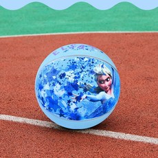 兒童橡膠籃球 運動玩具 幼兒園遊戲皮球 卡通拍拍球 冰雪奇緣2 蜘蛛人 交換禮物 便宜玩具, 冰藍愛莎五號, 1個