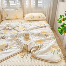 쿨링매트 세탁가능 여름용 아이스실크 매트리스커버 냉감이불세트