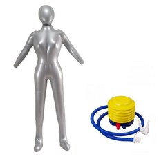 批發價充氣全身男女模特假人道具影視醫學仿真人體模型服裝展示拍照工具, #1027帶頭女模+1個腳踩充氣筒