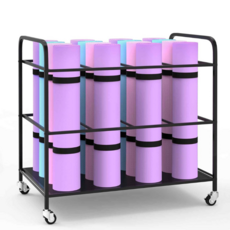 GAPINO 요가매트 보관함 정리함 폼롤러 거치대 이동식 철제 대형 수납 블랙, 1개