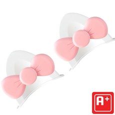 알탱고 귀여운 동물 [리본 고양이] 귀 헬멧 부착형 장식 레포츠용 선물용, 화이트/핑크