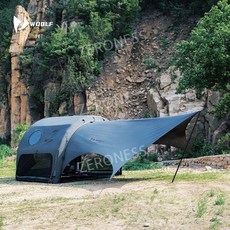 울프 에어텐트 터널텐트 아치 리빙쉘 글램핑 에어쉘터 공기주입식 에어노크, 캐노피 패키지 캐노피가 있는 웜홀 Y+