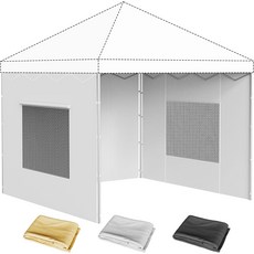 10x10 캐노피 측벽 1Pcs 자외선 차단 방수 지퍼 팝업 텐트 야외 벤더 부스 액세서리화이트, 3PCS with 2, White