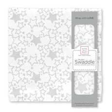 152373 SwaddleDesigns 면 모슬린 포대기 담요 남아 및 여아용 속싸개 최고의 샤워 선물 116.8 x 116.8cm(46 46인치) 어린 양 스털링, Starshine, Sterling