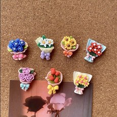 裝飾按釘ins7個玫瑰花束圖釘花朵造型創意釘子毛氈軟木板照片墻裝飾按釘ins, 1個, 玫瑰花束圖釘隨機1枚/袋裝