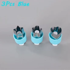 3/5/8개입 프레스드 과일 프린팅 커팅 플라워 야채 주방 엠보싱 비스킷 쿠키 몰드 어린이 도시락용, 03 3Pcs Blue