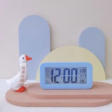 多功能學生鬧鐘 新款智能靜音夜光兒童起床時鐘 可愛桌面裝飾, 1個, 330 時尚版 藍色