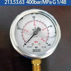 wika威卡壓力錶 德國進口軸嚮徑嚮液壓錶 耐震不銹鋼測壓錶 EN837-1 水壓錶 氣壓錶, 0-40MPA/0-400bar, 1個