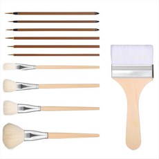 11pcs 글레이징 용 세라믹 브러시 도자기 아크릴을위한 나무 도자기 유약 브러시 그림 아티스트를위한 미술 브러시, 그림처럼