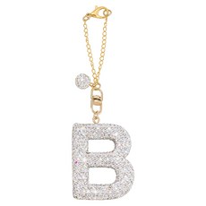 1개 폴리머 클레이 큐빅 비즈 펜던트 장식 합금 랍스터 클로 잠금 장식 문자 B 135mm, 은색