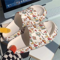 可愛卡通小熊居家室內洗澡軟厚底涼拖鞋 少女心浴室拖鞋, 1個, 白色,38-39
