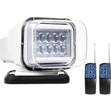 234268 해양 보트 트럭용 원격 제어 LED 검색 스포트라이트 12V 24V 20.3cm(8인치) 사냥 탐조등 360도 회전 50W 5000lm 방수 오프로드 지프 AT, White