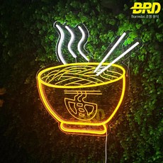 국수집 라멘 파스타 네온사인 간판 LED 외부 가게 벽 불빛 조명, 1개, 3_면 38x36cm