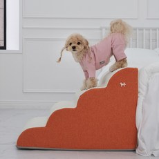 슈퍼펫 강아지계단 논슬립 미끄럼방지 4단 커브 스텝, 오렌지 오렌지