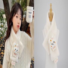 優選兒童圍巾可愛圍巾高顏值圍巾防風保暖冬季卡通兔子毛絨保暖成人圍巾男女學生加絨加厚韓版防風新款圍脖