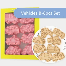 8Pcs 자동차 비행기 쿠키 커터 3D 차량 금형 플라스틱 비스킷 Embosser 스탬프 소년 Diy 주방 베이킹 액세